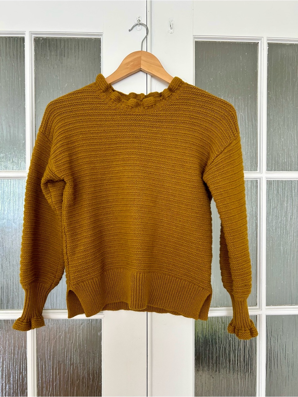 🧡 Madewell Ruffle-Neck Pullover Sweater in Cotton-Merino Yarn